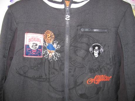 Zimní šedočerná skvělá bunda s kapucí desigual, desigual,164