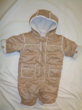 Teploučká hnědá kožíšková zimní kombinéza, ladybird,74