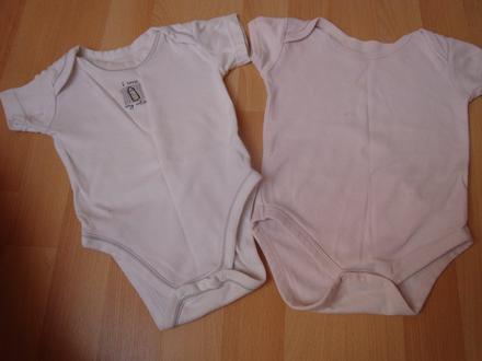 Bodýčka - 2ks - bílé a růžové, mothercare,68