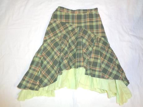 Luxusní zelená káro cípatá sukně - zlaté proužky, next,122