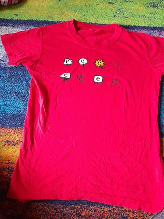 Sytě červené reklamní triko bavlna vel. 134, 134