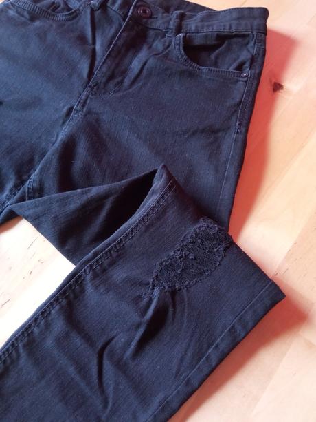 Černé trhané džíny, rifle, c&a,xs