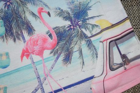 Dívčí triko h&m s plameňákem, 158/164, h&m,158