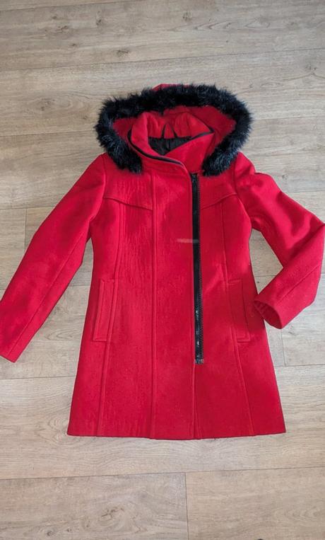 Teplý flaušový zimní kabát vel. 38, 38