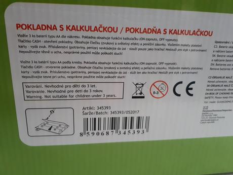 Dětská pokladna rappa a české peníze, 