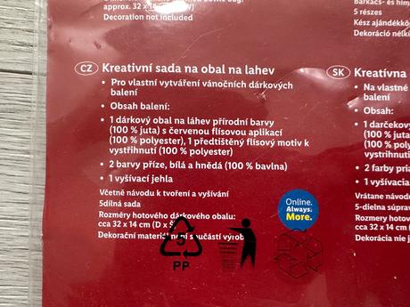 Kreativní sada výroba vánočního obalu na láhev,