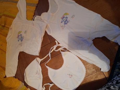 Soupravička do porodnice na holčičku bílo růžová, 50–62