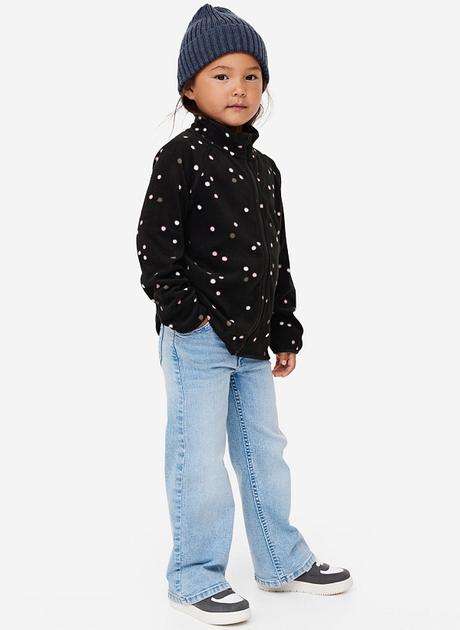 Puntíkovaná mikina h&m černá flíska vel. 110/116, h&m,110 / 116