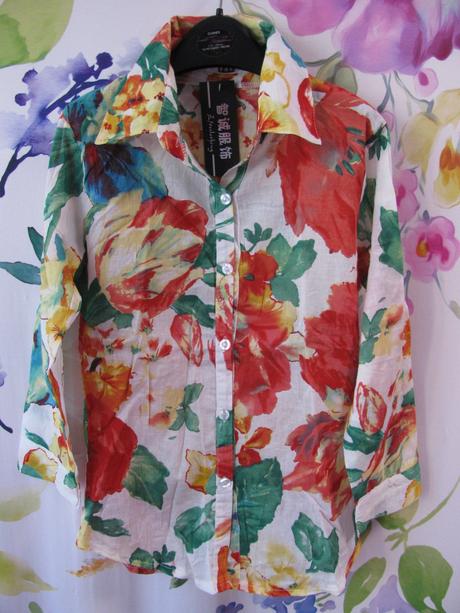 Letní květovaná halenka s 3/4 rukávem, 34