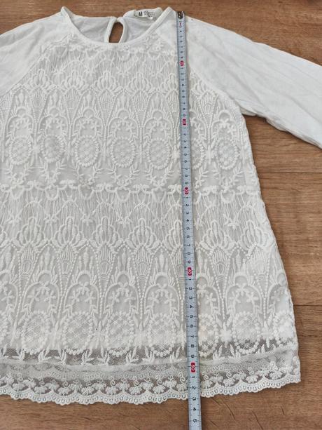 Bílé triko s krajkou 140, h&m,140