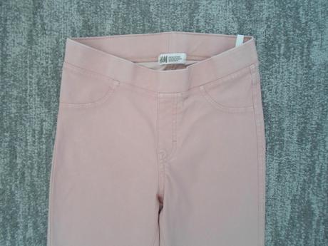 Růžové legíny tregíny džegíny kalhoty skinny 3/4, h&m,158