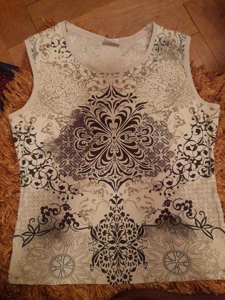 Tílko,triko s ornamenty hnědé, s