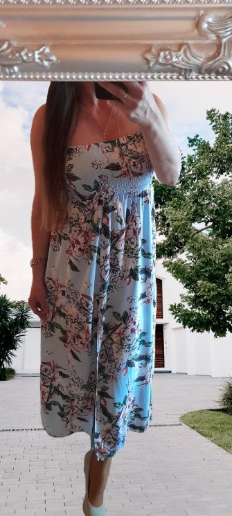 Amisu květované dlouhé šaty s rozparky, amisu,36