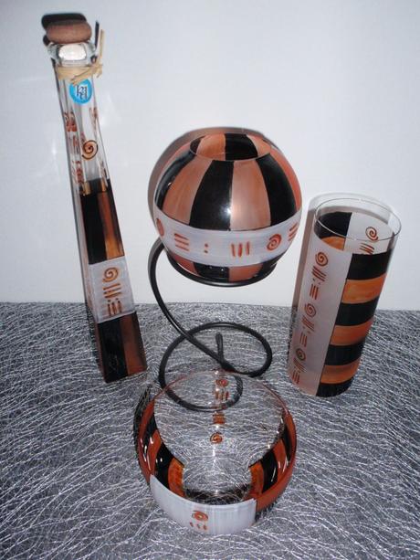 Sada miska-váza-svícen-karafa ornamenty 4 kusy.,