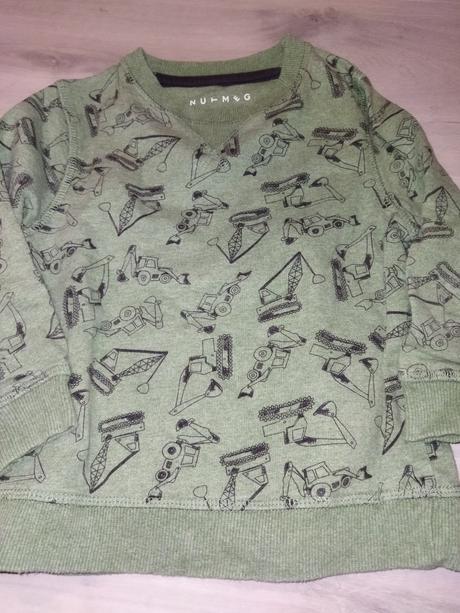 Zelená mikina s bagry 98 nutmeg, nutmeg,98