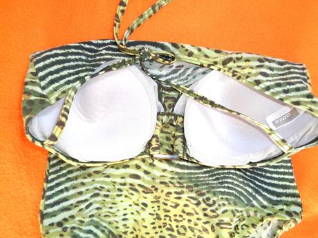 Zelenožluté tygrované jednodílné plavky, 38