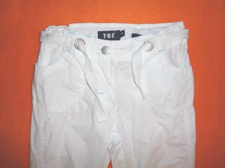 Luxusní sněhově bílé letní kalhoty - 7/8, 146