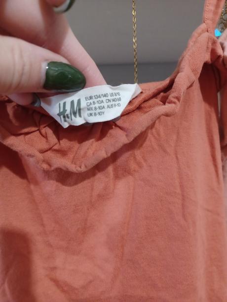 2krát starorůžový / hnědý top h&m 134/140, h&m,140