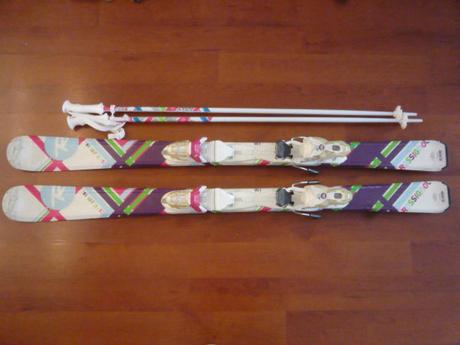 Lyžařský set - lyžáky atomic 25, lyže rossignol 13, atomic,130-139 cm