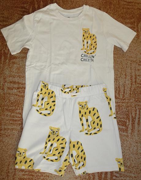 Letní set s gepardy hm vel. 134-140, h&m,134