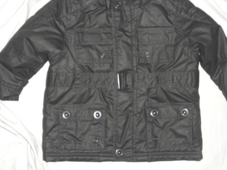 Luxusní černá přechodová bunda s páskem, 80