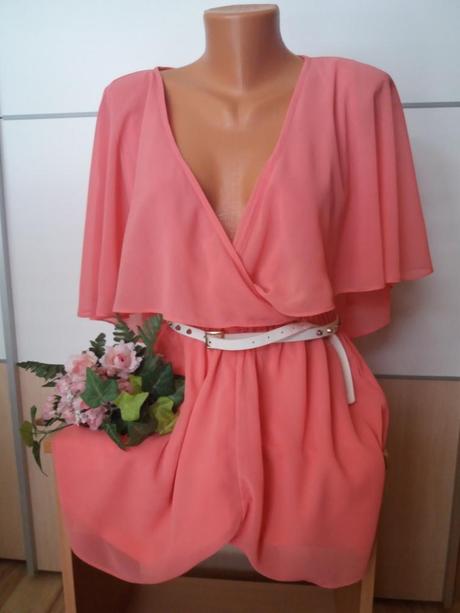 Krásný šifónový overal lososový, m