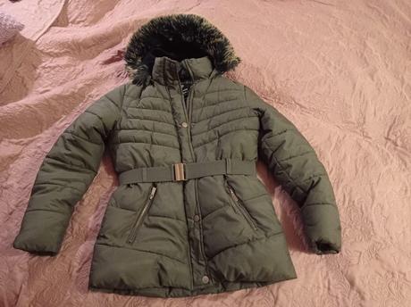 Zimní bunda, kabát teplý khaki, c&a,158