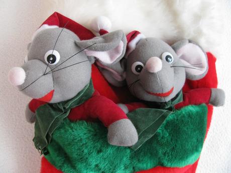 Vánoční plyšová punčocha s myškami,