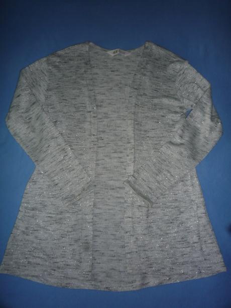 Třpytivý šedě stříbrný svetřík vel. 134-140, h&m,134
