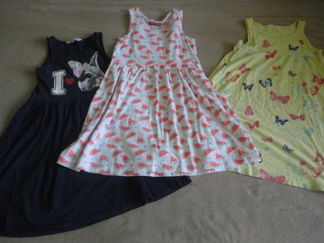 Žluté šaty hm, vel. 6-8 let s motýly, h&m,122