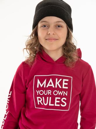 Dívčí mikina s kapucí červená / bílý potisk v. 128, 128