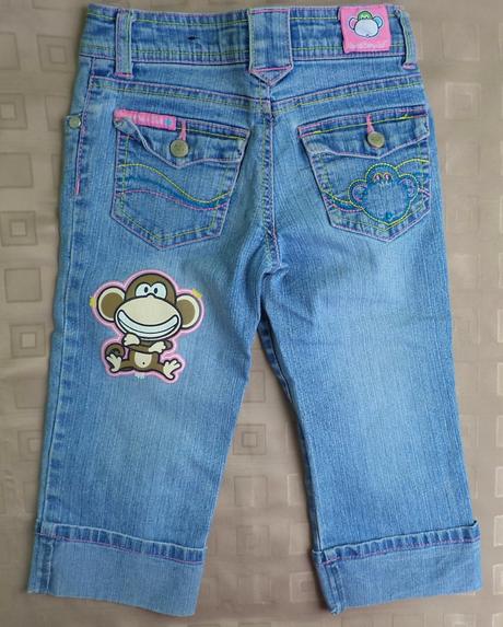 Dívčí džíny s opicí 7/8 až dlouhé - 5 let,110/116, 110