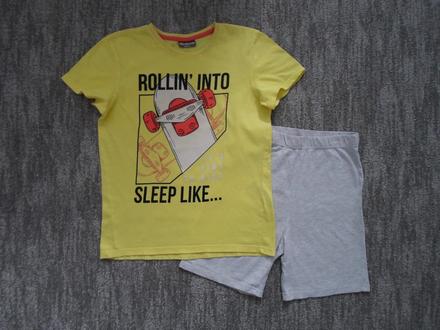 Žluté šedé chlapecké pyžamo letní, 146