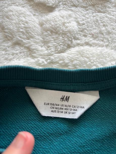 Mikina crop top zeleno-modré barvy - v.158/164, h&m,158
