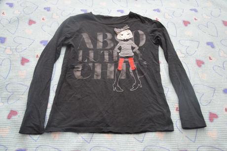 Černé bavlněné triko dl. rukáv s holkou 140/146, 146
