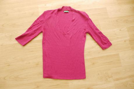 Benetton svetrik zebrovany fuchsiovy kratkym rukav, benetton,34