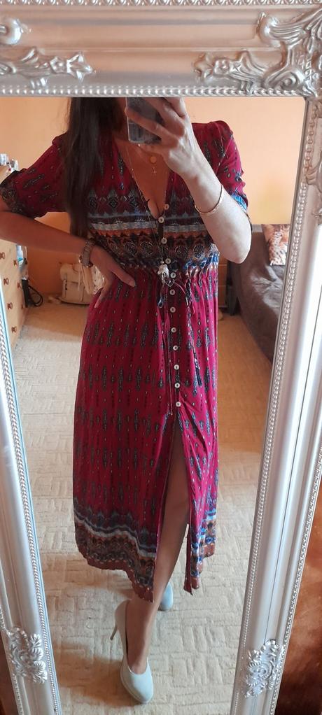 Vzorované letní dlouhé šaty, l