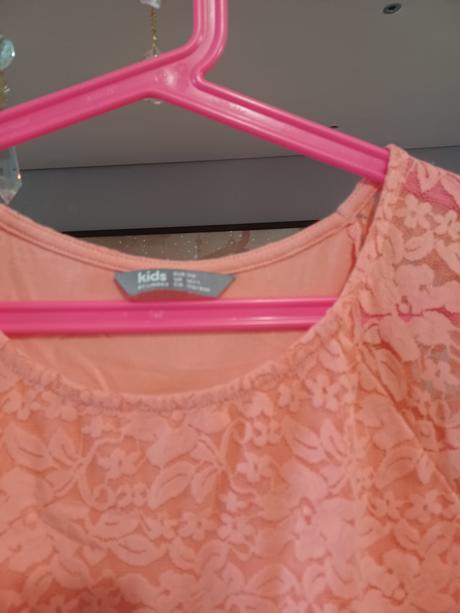 Meruňkové lososové tričko s krajkou lindex 170/s-m, lindex,170