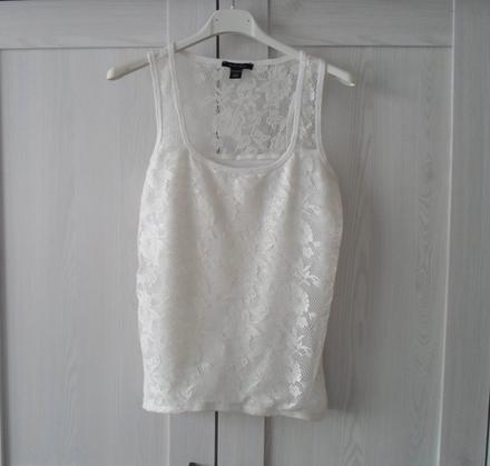 Bílé krajkové tričko tílko bílý top, amisu,m