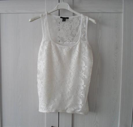 Bílé krajkové tričko tílko bílý top, amisu,m