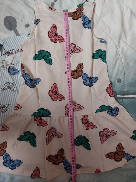 2x šaty motýlci, h&m,110