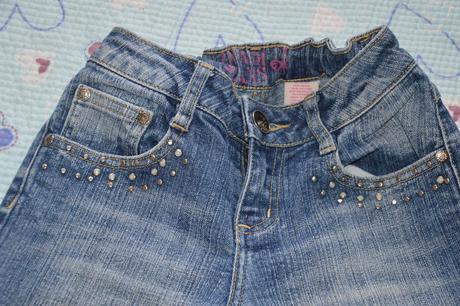 Lehce elastické džíny s cvočky, 140