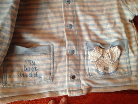 Dětská halenka - mikinka pejsek, proužky, 80