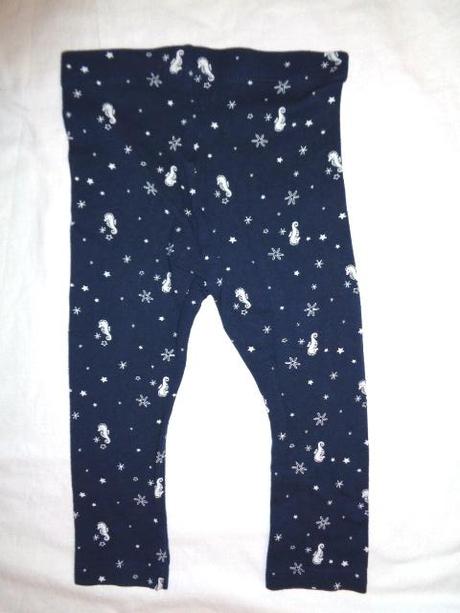 Luxusní tmavomodré legíny s mořskýma koníkama, lupilu,74