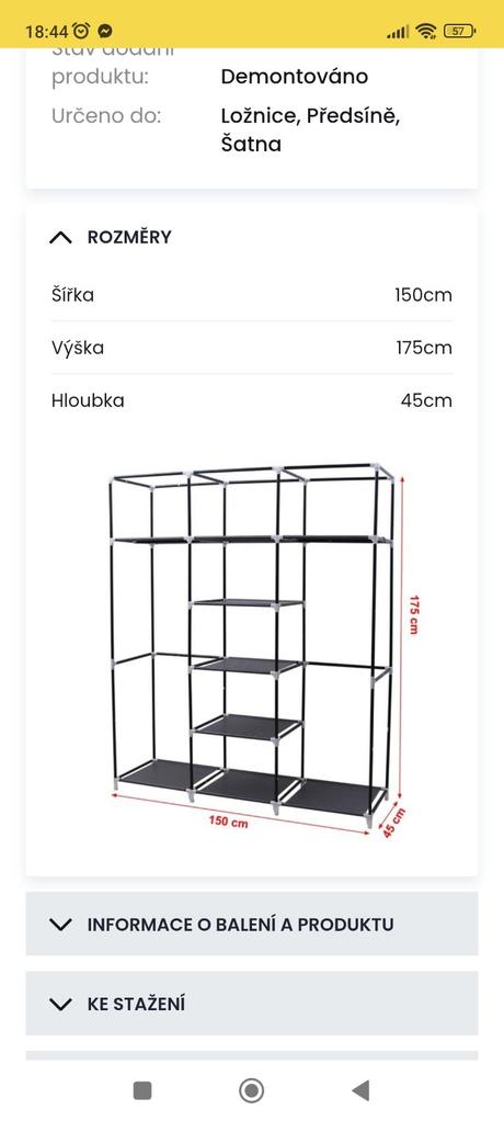 Šatní skříň látková,