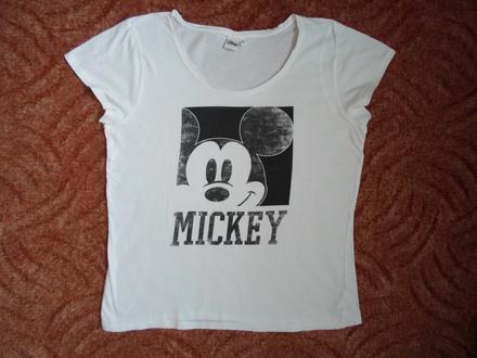 Bílé tričko triko krátký rukáv mickey, disney,l