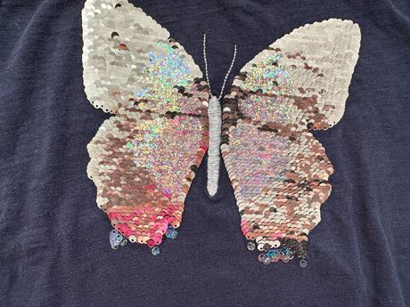 Dívčí tričko motýl, měnící se flitry, h&m, vel.134, h&m,134