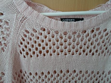 Růžový krajkový pletený svetr svetřík, colours of the world,m