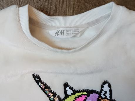 Dívčí mikina s flitry, jednorožec,h&m, vel.104/110, h&m,104
