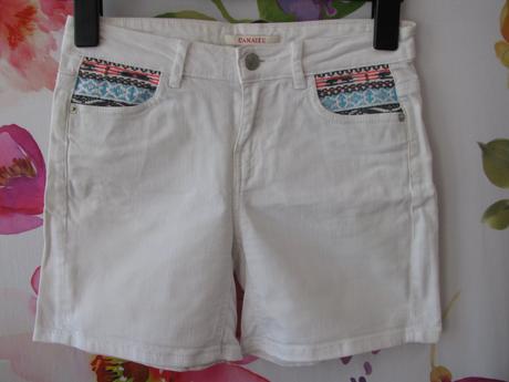 Bílé džínové bavlněné strečové kraťasy, s